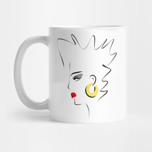 Portrait of a girl in a minimalistic linear style. Mug